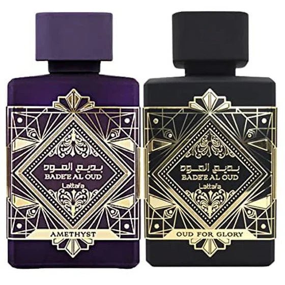 Lattafa Perfumes Badee Al Oud Eau De Parfum Couple Set - Glory & Amethyst Spray - 100ml(3.4 oz) - MST WHOLESALE LIMITED LIABILITY Unisex Fragrances MST WHOLESALE LIMITED LIABILITY MST WHOLESALE LIMITED LIABILITY